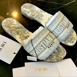 Dior Gray Dlides. Brand new. With tags. Never worn. Size 35.5.